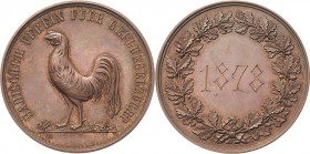Baden-Durlach
Medaillen Bronzemedaille o.J. (1878) Prämienmedaille des Badischen Vereins für Geflügelzucht. Hahn nach links / Gravierte Jahreszahl "1...