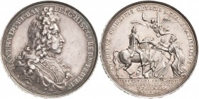 Bayern
Maximilian II. Emanuel 1679-1726 Silbermedaille 1692 (P.H. Müller) Auf die Übernahme der Statthalterschaft für die Niederlande. Geharnischtes ...