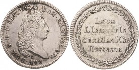 Bayern
Maximilian II. Emanuel 1679-1726 Silbermedaille 1703 (Roussel) Auf die Siege des Kurfürsten. Brustbild nach rechts / 4 Zeilen Schrift. Rand ge...