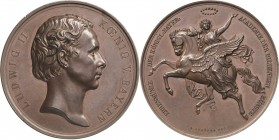 Bayern
Ludwig II. 1864-1886 Bronzemedaille o.J. (A. Stanger) Preismedaille der Bayerischen Akademie der Bildenden Künste. Kopf nach rechts / Genius d...