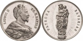 Bayern
Ludwig II. 1864-1886 Silbermedaille o.J. (unsigniert) Denkmünze "Patrona Bavariae". Brustbild des Königs nach rechts / Madonna mit dem Kind im...