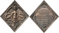 Bayern
Prinzregent Luitpold 1886-1912 Bronzegußplakette 1888 (unsigniert) Auf die Kunstgewerbeausstellung in München. Geflügelter Genius mit Kranz in...