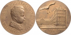 Bayern
Kronprinz Rupprecht 1869-1955 Bronzemedaille 1901 (Lauer) Auf die Geburt von Luitpold Max Prinz von Bayern. Brustbild nach rechts / Ansicht de...