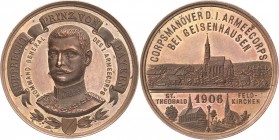 Bayern
Kronprinz Rupprecht 1869-1955 Bronzemedaille 1906 (unsigniert, vermutlich K. Goetz) Auf das Corpsmanöver bei Geisenhausen. Brustbild halblinks...