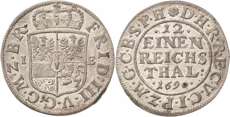 Brandenburg-Preußen
Friedrich III. 1688-1701 1/12 Taler 1690, IE-Magdeburg v. S...