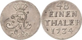 Brandenburg-Preußen
Friedrich Wilhelm I., der Soldatenkönig 1713-1740 1/48 Taler 1734, EGN-Berlin v. Schrötter 412 Neumann 23 Fast Stempelglanz