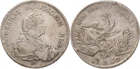 Brandenburg-Preußen
Friedrich II., der Große 1740-1786 Taler 1750, A-Berlin Im Armabschnitt LB (kursiv), auf beiden Seiten der Waffengruppe 9 Spitzen...