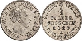 Brandenburg-Preußen
Friedrich Wilhelm III. 1797-1840 1/2 Silbergroschen 1822, A-Berlin Olding 187 AKS 30 Jaeger 55 Prachtvolles Exemplar mit feiner P...