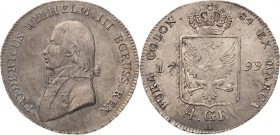 Brandenburg-Preußen
Friedrich Wilhelm III. 1797-1840 4 Groschen 1799, A-Berlin Olding 109 Jaeger 27 Prachtexemplar mit feiner Patina. Revers min. jus...