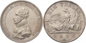Brandenburg-Preußen
Friedrich Wilhelm III. 1797-1840 Taler 1819, A-Berlin Olding 106 AKS 13 Jaeger 37 Kahnt 365 Davenport 759 Fast prägefrisch