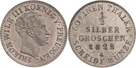 Brandenburg-Preußen
Friedrich Wilhelm III. 1797-1840 1/2 Silbergroschen 1822, A-Berlin Olding 187 AKS 30 Jaeger 55 Prachtvolles Exemplar. Prägefrisch...