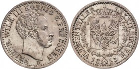 Brandenburg-Preußen
Friedrich Wilhelm III. 1797-1840 1/6 Taler 1823, A-Berlin Olding 185b AKS 26 Jaeger 57 Prachtexemplar mit feiner Patina. Fast Ste...