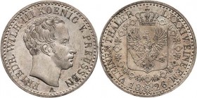Brandenburg-Preußen
Friedrich Wilhelm III. 1797-1840 1/6 Taler 1826, A-Berlin Olding 185b AKS 26 Jaeger 57 Stempelglanz