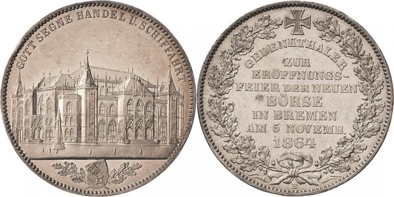 Bremen-Stadt
 Taler 1864, B-Hannover Eröffnung der neuen Börse. AKS 15 Jaeger 2...