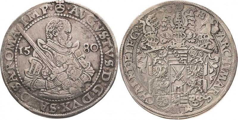 Sachsen-Kurlinie ab 1547 (Albertiner)
August 1553-1586 Taler 1580, HB-Dresden K...