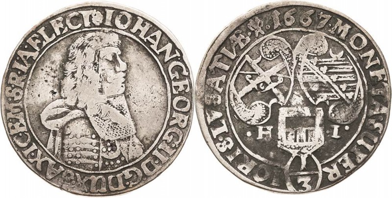 Sachsen-Kurlinie ab 1547 (Albertiner)
Johann Georg II. 1656-1680 1/3 Taler 1667...