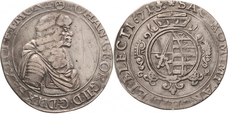 Sachsen-Kurlinie ab 1547 (Albertiner)
Johann Georg II. 1656-1680 Taler 1670, CR...