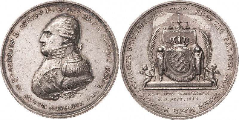 Sachsen-Kurlinie ab 1547 (Albertiner)
Friedrich August I. 1806-1827 Silbermedai...