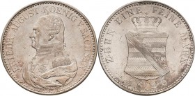 Sachsen-Kurlinie ab 1547 (Albertiner)
Friedrich August I. 1806-1827 Taler 1826, S-Dresden Kahnt 1223 Kahnt 427 AKS 30 Jaeger 41 Davenport 861 Sehr sc...