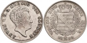 Sachsen-Kurlinie ab 1547 (Albertiner)
Anton 1827-1836 1/3 Taler 1830, S-Dresden AKS 72 Jaeger 58 Sehr schön-vorzüglich