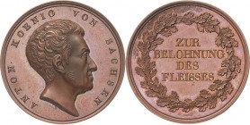 Sachsen-Kurlinie ab 1547 (Albertiner)
Anton 1827-1836 Bronzemedaille o.J. (C.R. Krüger) Prämienmedaille - "Zur Belohnung des Fleißes". Kopf nach rech...