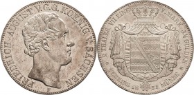 Sachsen-Kurlinie ab 1547 (Albertiner)
Friedrich August II. 1836-1854 Doppeltaler 1854, F-Dresden AKS 94 Jaeger 78 Kahnt 454 Davenport 874 Fast vorzüg...