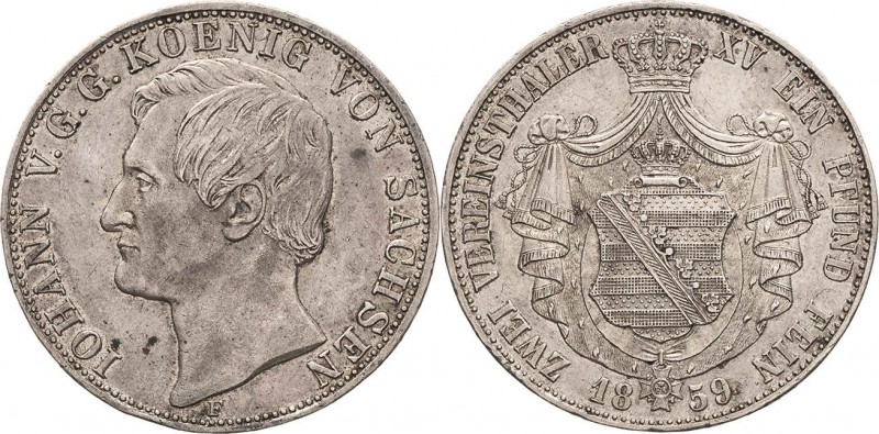 Sachsen-Kurlinie ab 1547 (Albertiner)
Johann 1854-1873 Doppeltaler 1859, F-Dres...