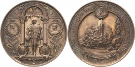 Sachsen-Kurlinie ab 1547 (Albertiner)
Albert 1873-1902 Versilberte Bronzemedaille 1889 (K. Diller/Lauer) 800-Jahrfeier des Hauses Wettin. Im Portal s...