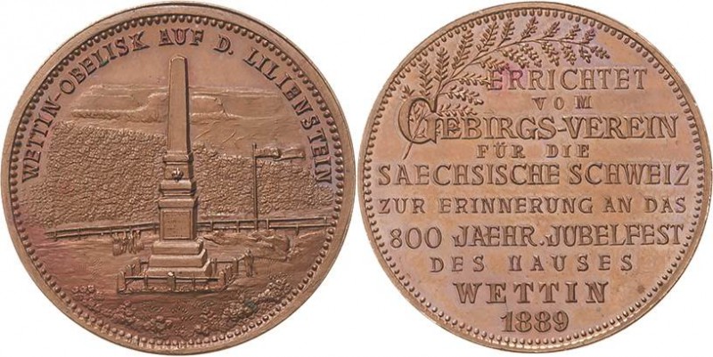 Sachsen-Kurlinie ab 1547 (Albertiner)
Albert 1873-1902 Bronzemedaille 1889 (uns...
