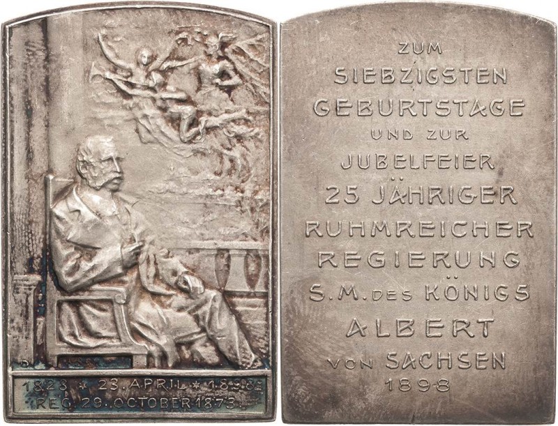 Sachsen-Kurlinie ab 1547 (Albertiner)
Albert 1873-1902 Silberplakette 1898 (A. ...