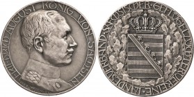 Sachsen-Kurlinie ab 1547 (Albertiner)
Friedrich August III. 1904-1918 Silbermedaille o.J. (Paul Sturm) Landesverband Sächsischer Geflügelzüchterverei...