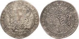 Sachsen-Coburg und Eisenach 1573-1638
Johann Casimir und Johann Ernst 1572-1633 Taler 1595, B mit Eichel-Saalfeld KOR 42.2 b Schnee 174 Grasser 87 Da...