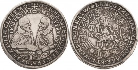 Sachsen-Coburg und Eisenach 1573-1638
Johann Casimir und Johann Ernst 1572-1633 Taler 1618, WA-Saalfeld KOR 158 Schnee 188 Davenport 7429 Grasser 113...