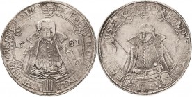 Sachsen-Weimar (Alt-Weimar) 1572-1603
Friedrich Wilhelm und Johann 1573-1603 Taler 1581, B mit Eichel-Saalfeld Koppe 29 Schnee 234 Davenport 9768 Kra...