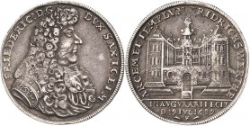 Sachsen-Gotha (Gotha-Altenburg)
Friedrich I. 1675-1691 1/2 Taler 1689, Gotha Auf die Einweihung von Schloss und Kirche Friedrichswerth Steguweit 140 ...