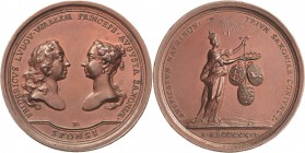 Sachsen-Gotha (Gotha-Altenburg)
Friedrich III. 1732-1772 Bronzemedaille 1736 (Vestner) Auf die Vermählung der Prinzessin Augusta mit dem Prinzen von ...