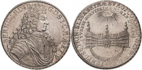 Sachsen-Meiningen
Bernhard 1680-1706 Taler 1692, Gotha Auf die Einweihung der Kirche im Schloß Elisabethenburg Grobe 28 Schnee 537 Davenport 7500 Slg...