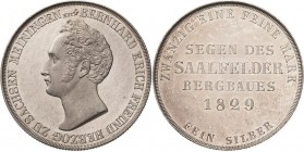 Sachsen-Meiningen
Bernhard Erich Freund 1803-1866 Gulden 1829, Berlin Ausbeute des Saalfelder Bergbaus. Feinsilber AKS 185 Jaeger 419 Kahnt 504 Müsel...