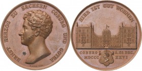 Sachsen-Coburg-Gotha
Ernst I. 1826-1844 Bronzemedaille 1826 (C. Pfeuffer/G. Loos) Einzug in das neu errichtete Schloss Ehrenburg in Coburg - gewidmet...