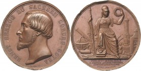 Sachsen-Coburg-Gotha
Ernst II. 1844-1893 Bronzemedaille 1853 (F. Helfricht) Preismedaille der Ersten Allgemeinen Thüringer Gewerbeausstellung in Goth...