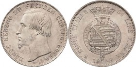 Sachsen-Coburg-Gotha
Ernst II. 1844-1893 1/6 Taler 1848, F-Dresden AKS 105 Jaeger 284 Prachtvolles Exemplar. Fast Stempelglanz/Stempelglanz