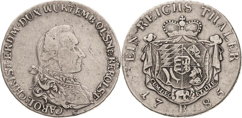 Württemberg-Öls
Karl Christian Erdmann 1744-1792 Taler 1785, B-Breslau Klein/Ra...