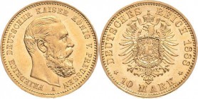 Preußen
Friedrich III. 1888 10 Mark 1888 A Jaeger 247 Vorzüglich-Stempelglanz