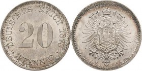 Kleinmünzen
 20 Pfennig 1873 F Jaeger 5 Prachtvolles Exemplar. Fast Stempelglanz