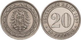 Kleinmünzen
 20 Pfennig 1887 E Jaeger 6 Prachtvolles Exemplar. Winz. Randfehler, Stempelglanz