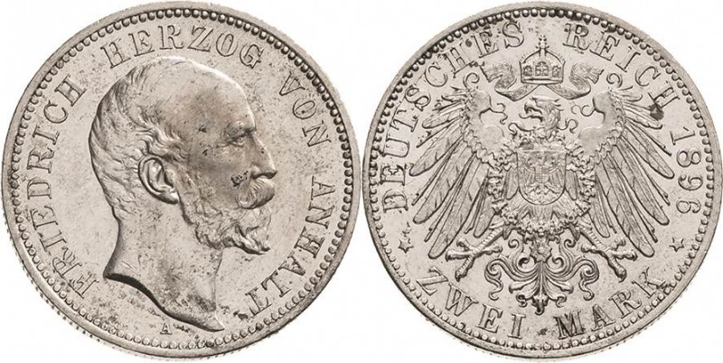 Anhalt
Friedrich I. 1871-1904 2 Mark 1896 A 25-jähriges Regierungsjubiläum Jaeg...