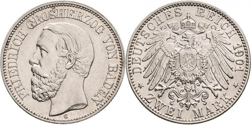 Baden
Friedrich I. 1856-1907 2 Mark 1901 G Jaeger 28 Fast vorzüglich/vorzüglich...