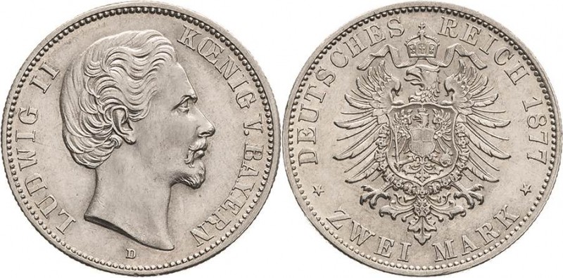 Bayern
Ludwig II. 1864-1886 2 Mark 1877 D Jaeger 41 Fast vorzüglich/vorzüglich...