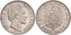 Bayern
Ludwig II. 1864-1886 5 Mark 1875 D Jaeger 42 Sehr schön-vorzüglich