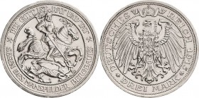Preußen
Wilhelm II. 1888-1918 3 Mark 1915 A Mansfeld Jaeger 115 Randfehler, vorzüglich